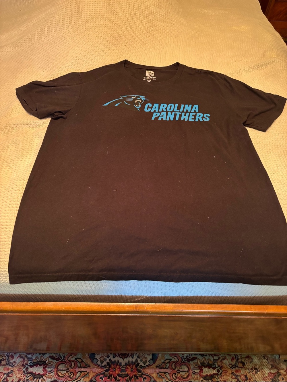 NFL Carolina Panthers Black T-Shirt with Teal Logo